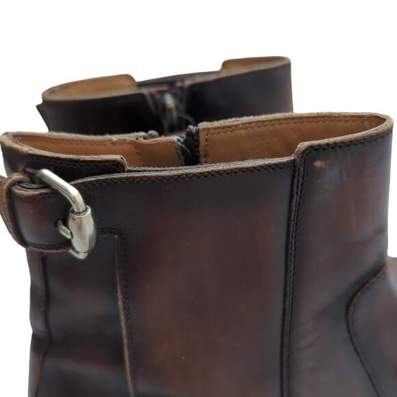 Gucci Mens Shoes Brown Leather Round Toe Zip Ankle Boots Size 8.5 Made in Italy - Picture 2 of 14